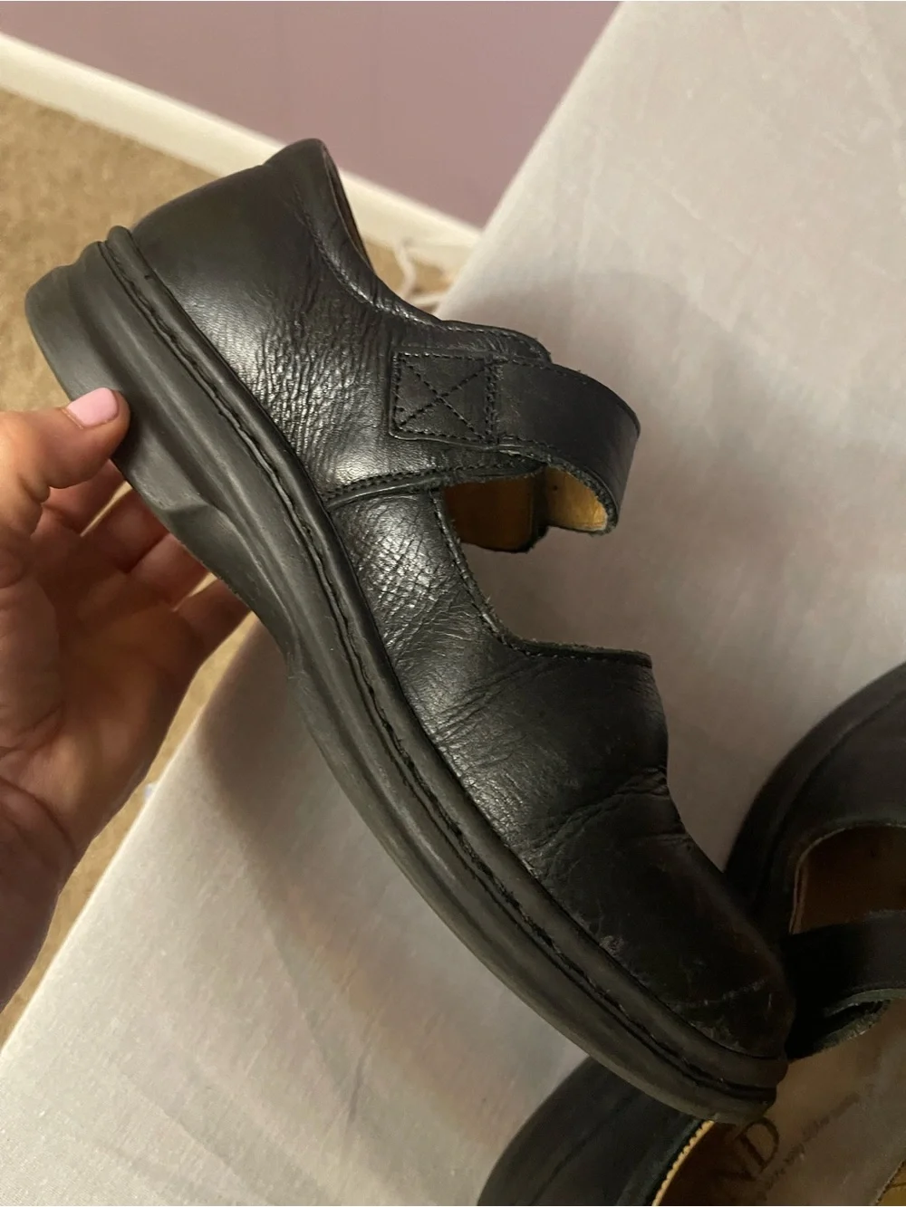 Women’s Blend Black Leather Mary Jane Shoes with Buckle